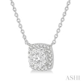 3/4 Ctw Cushion Shape Lovebright Diamond Pendant With Chain in 14K White Gold